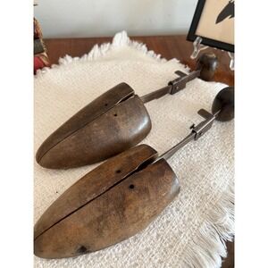 Pair Vintage Wood and Metal Shoe Tree Forms  (3995)